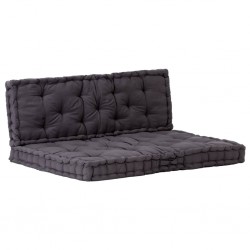 Sonata Палетни възглавници за под, 2 бр, памук, черни - Мека мебел