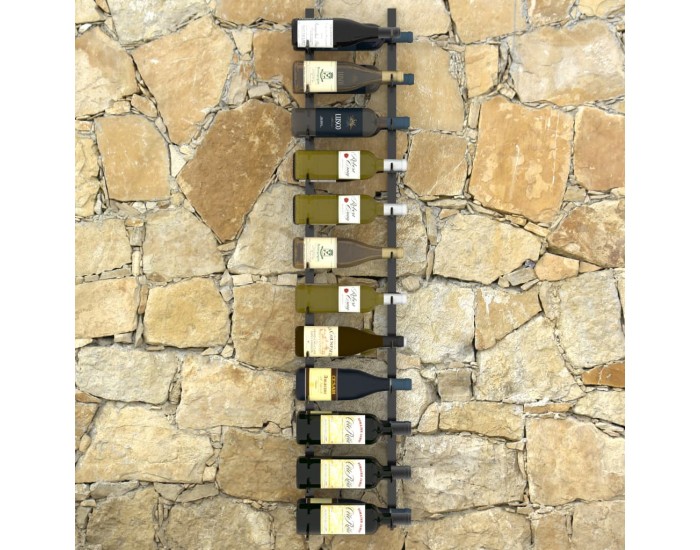 Sonata Стойка за вино за 24 бутилки, стенен монтаж, черна, желязо