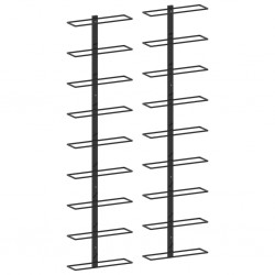 Sonata Стойки за вино за 18 бутилки стенен монтаж 2 бр черни желязо - Етажерки