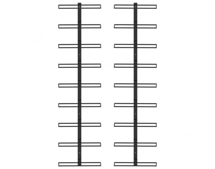Sonata Стойки за вино за 18 бутилки стенен монтаж 2 бр черни желязо