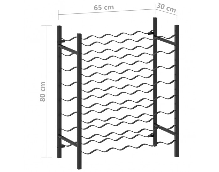Sonata Стойка за вино за 48 бутилки, черна, метал