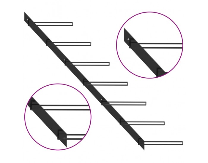 Sonata Стойка за вино за 7 бутилки, стенен монтаж, черна, метал