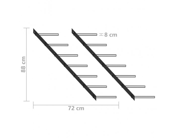Sonata Стойки за вино за 14 бутилки стенен монтаж 2 бр черни метал