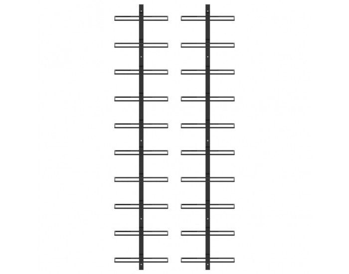Sonata Стойки за вино за 20 бутилки стенен монтаж 2 бр черни метал