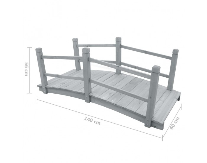 Sonata Градински мост, сив, 140x60x56 см, масивен чам