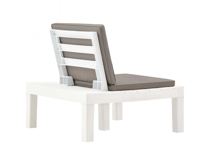 Sonata Градински лаундж столове с възглавници 4 бр пластмаса бели