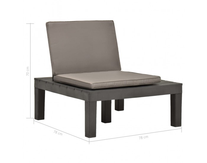 Sonata Градински лаундж столове с възглавници 2 бр пластмаса антрацит