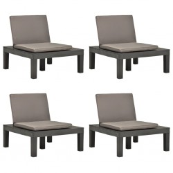 Sonata Градински лаундж столове с възглавници 4 бр пластмаса антрацит - Градина