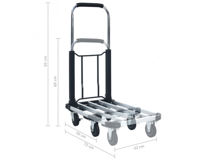 Sonata Сгъваема транспортна количка 150 кг алуминий сребриста