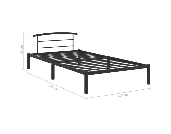 Sonata Рамка за легло, черна, метал, 100x200 cм
