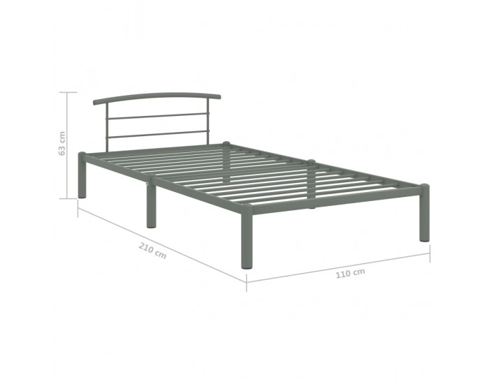 Sonata Рамка за легло, сива, метал, 100x200 cм