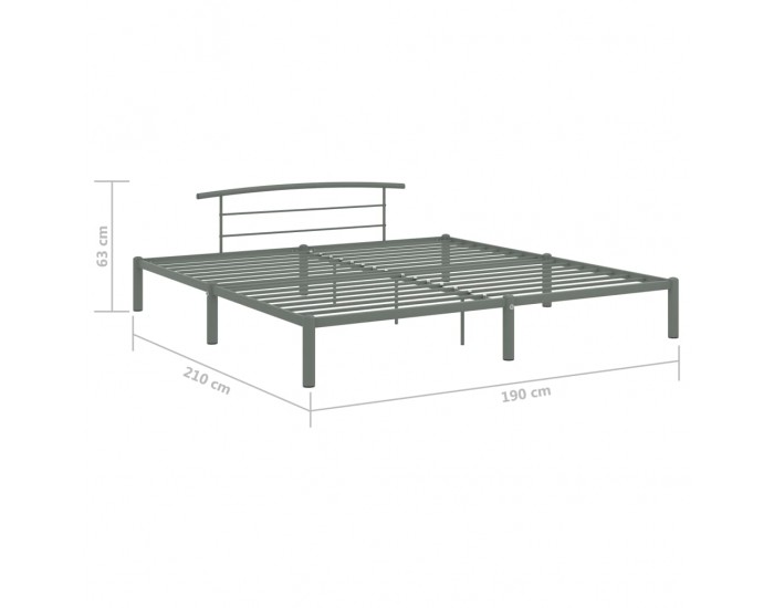 Sonata Рамка за легло, сива, метал, 180x200 см