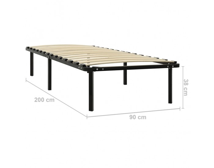 Sonata Рамка за легло, черна, метал, 90x200 см