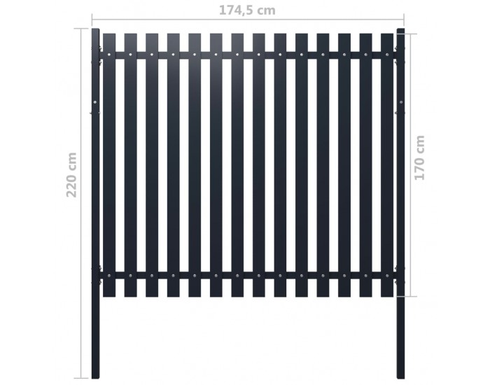 Sonata Ограден панел антрацит 174,5x170 см прахово боядисана стомана