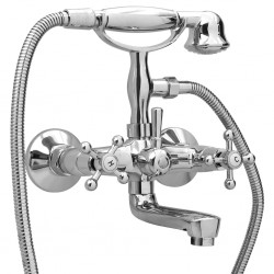 Sonata Смесител за вана с 2 ръкохватки + ръчна душ слушалка хром ретро - Продукти за баня и WC