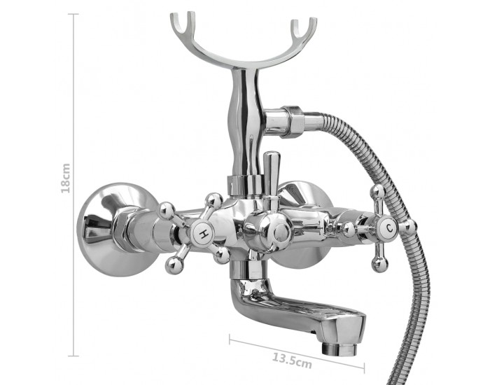 Sonata Смесител за вана с 2 ръкохватки + ръчна душ слушалка хром ретро