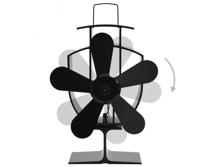 Sonata Вентилатор за печка за топъл въздух, 5 перки, черен