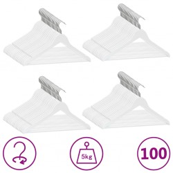 Sonata 100 бр Комплект закачалки за дрехи антиплъзгащи бял дърво - Антре