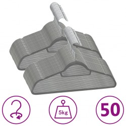 Sonata 50 бр Комплект закачалки за дрехи антиплъзгащи сиво кадифе - Антре