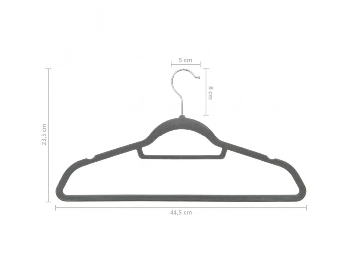 Sonata 50 бр Комплект закачалки за дрехи антиплъзгащи сиво кадифе