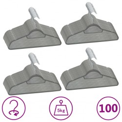 Sonata 100 бр Комплект закачалки за дрехи антиплъзгащи сиво кадифе - Антре
