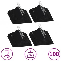 Sonata 100 бр Комплект закачалки за дрехи антиплъзгащи черно кадифе - Антре