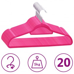 Sonata 20 бр Комплект закачалки за дрехи антиплъзгащи розово кадифе - Антре