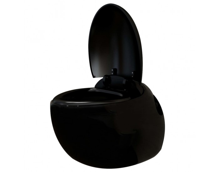Sonata Окачена яйцевидна тоалетна чиния скрито казанче черна керамика