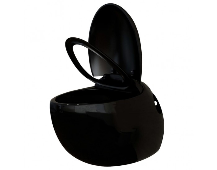 Sonata Окачена яйцевидна тоалетна чиния скрито казанче черна керамика