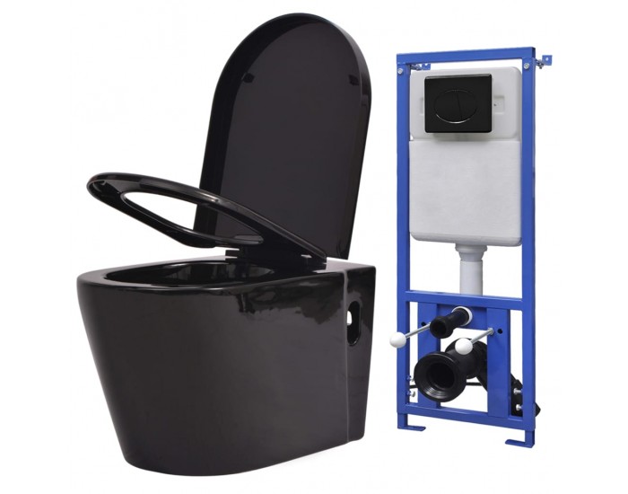 Sonata Окачена тоалетна чиния, със скрито казанче, керамична, черна