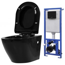 Sonata Окачена тоалетна чиния, със скрито казанче, керамична, черна - Баня