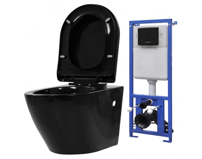 Sonata Окачена тоалетна чиния, със скрито казанче, керамична, черна