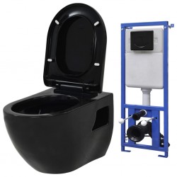 Sonata Окачена тоалетна чиния, със скрито казанче, керамична, черна - Продукти за баня и WC