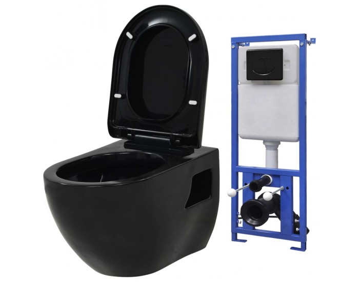 Sonata Окачена тоалетна чиния, със скрито казанче, керамична, черна