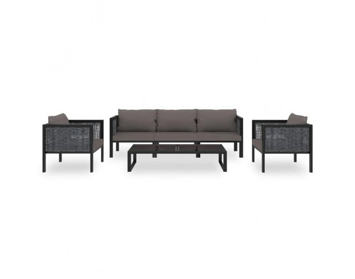 Sonata Градински комплект с възглавници, 6 части, полиратан, антрацит