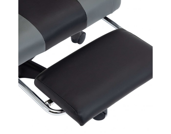 Sonata Геймърски стол с подложка за крака сиво/черно изкуствена кожа