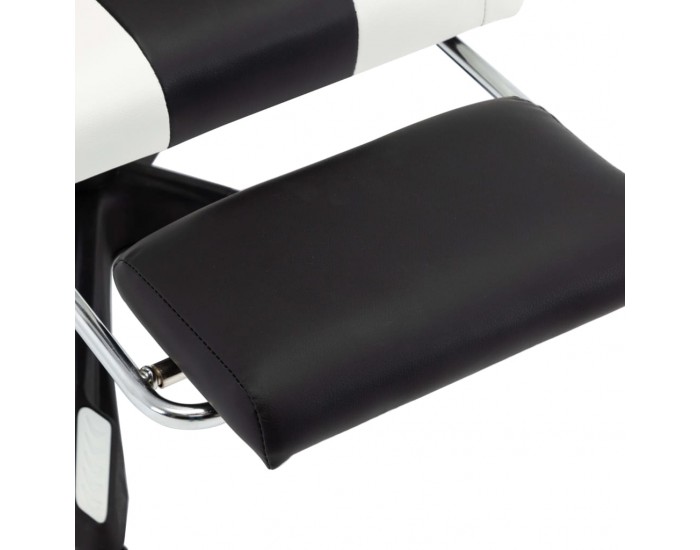 Sonata Геймърски стол с подложка за крака бяло/черно изкуствена кожа