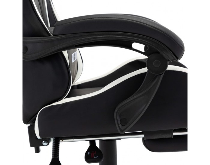 Sonata Геймърски стол с подложка за крака бяло/черно изкуствена кожа
