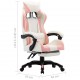 Sonata Геймърски стол с подложка за крака розово/бяло изкуствена кожа