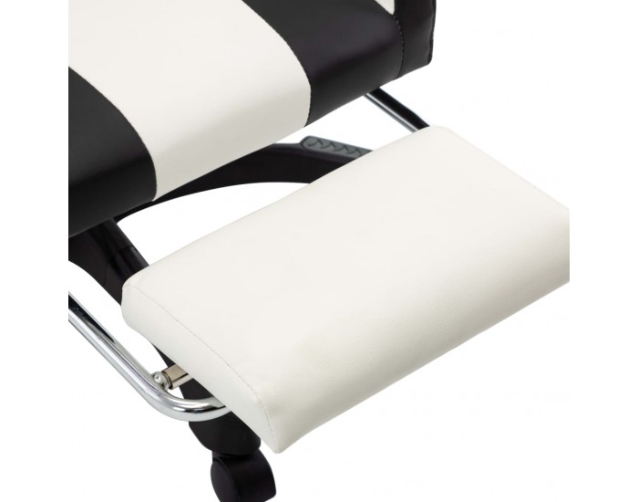 Sonata Геймърски стол с подложка за крака черно/бяло изкуствена кожа