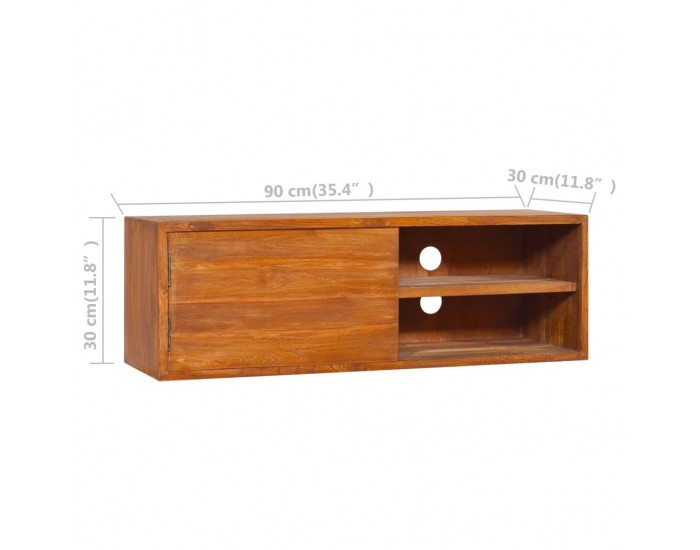 Sonata ТВ шкаф за стенен монтаж, 90x30x30 cм, тиково дърво масив Sonata ТВ шкаф за стенен монтаж, 90x30x30 cм, тиково дърво масив