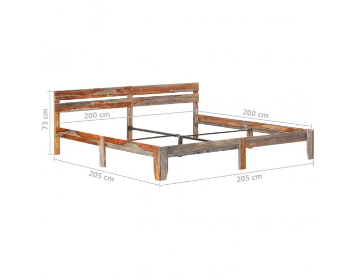 Sonata Рамка за легло, шишамово дърво масив, 200x200 см