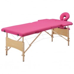 Sonata Сгъваема масажна кушетка, 2 зони, дърво, розова - Оборудване за Масажно и Козметично студио