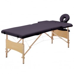 Sonata Сгъваема масажна кушетка, 2 зони, дърво, лилава - Оборудване за Масажно и Козметично студио