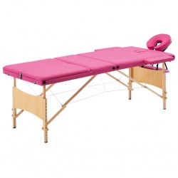 Sonata Сгъваема масажна кушетка, 3 зони, дърво, розова - Оборудване за Масажно и Козметично студио