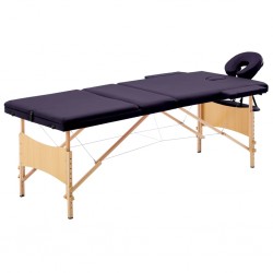 Sonata Сгъваема масажна кушетка, 3 зони, дърво, лилава - Оборудване за Масажно и Козметично студио