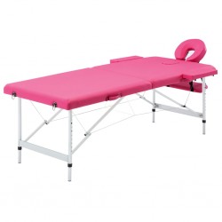 Sonata Сгъваема масажна кушетка, 2 зони, алуминий, розова - Оборудване за Масажно и Козметично студио