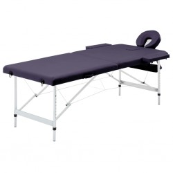 Sonata Сгъваема масажна кушетка, 2 зони, алуминий, лилава - Оборудване за Масажно и Козметично студио