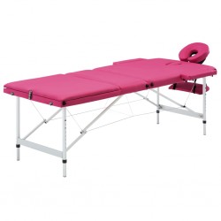 Sonata Сгъваема масажна кушетка, 3 зони, алуминий, розова - Оборудване за Масажно и Козметично студио