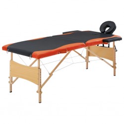 Sonata Сгъваема масажна кушетка, 2 зони, дърво, черно и оранжево - Оборудване за Масажно и Козметично студио